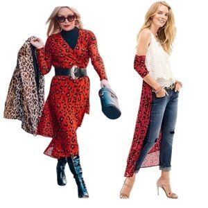 Cabi Siren Wrap Dress Style 5771 Animal Print Red Vday Carer Outfit Size Medium